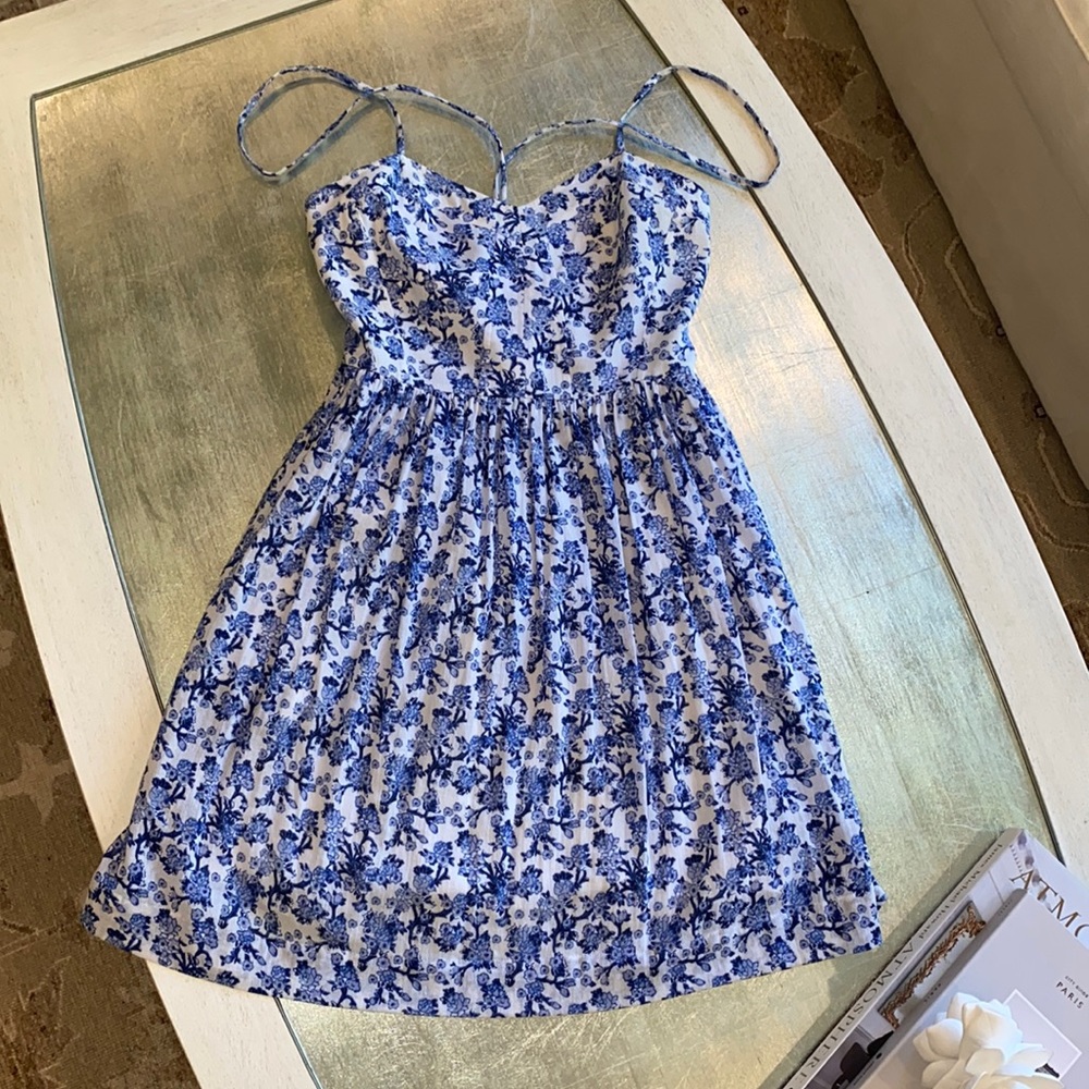 REBECCA TAYLOR Blue Floral Sundress. Size 2. EUC